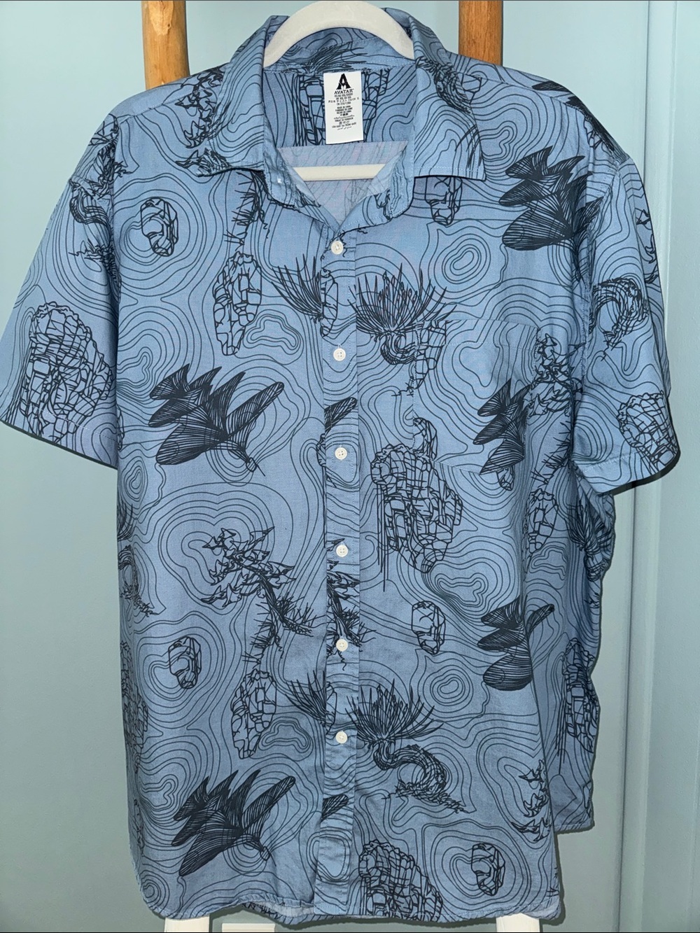 Disney Men's Pandora - The World of Avatar Blue Camp Shirt ~ 2XL